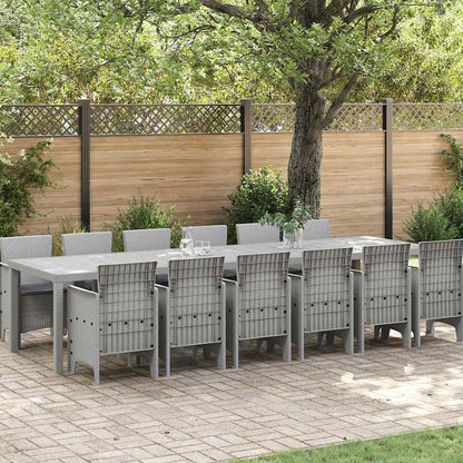 Set da Pranzo per Giardino 13 pcs Grigio chiaro Rattan Polt - homemem39