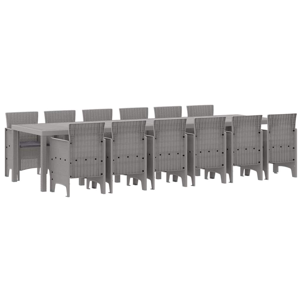 Set da Pranzo per Giardino 13 pcs Grigio chiaro Rattan Polt - homemem39