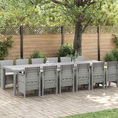 Set da Pranzo per Giardino 13 pcs Grigio chiaro Rattan Polt - homemem39