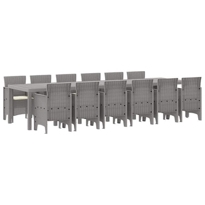 Set da Pranzo per Giardino 13 pcs Grigio chiaro Rattan Polt - homemem39
