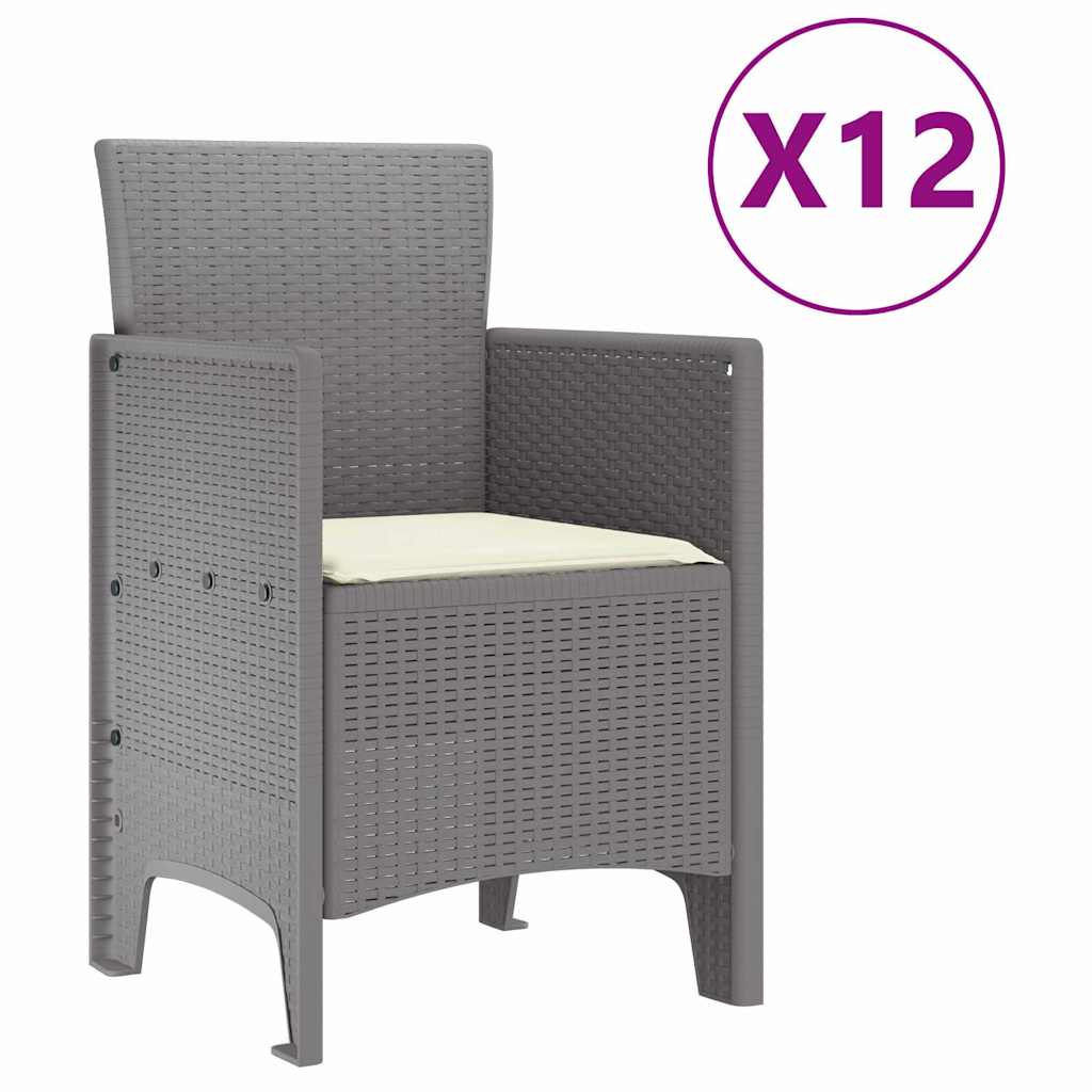 Set da Pranzo per Giardino 13 pcs Grigio chiaro Rattan Polt - homemem39