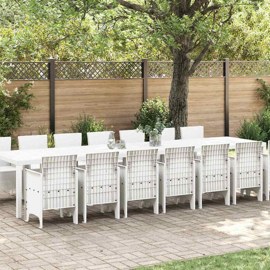 Set da Pranzo per Giardino 15 pcs Bianco Rattan Polt - homemem39