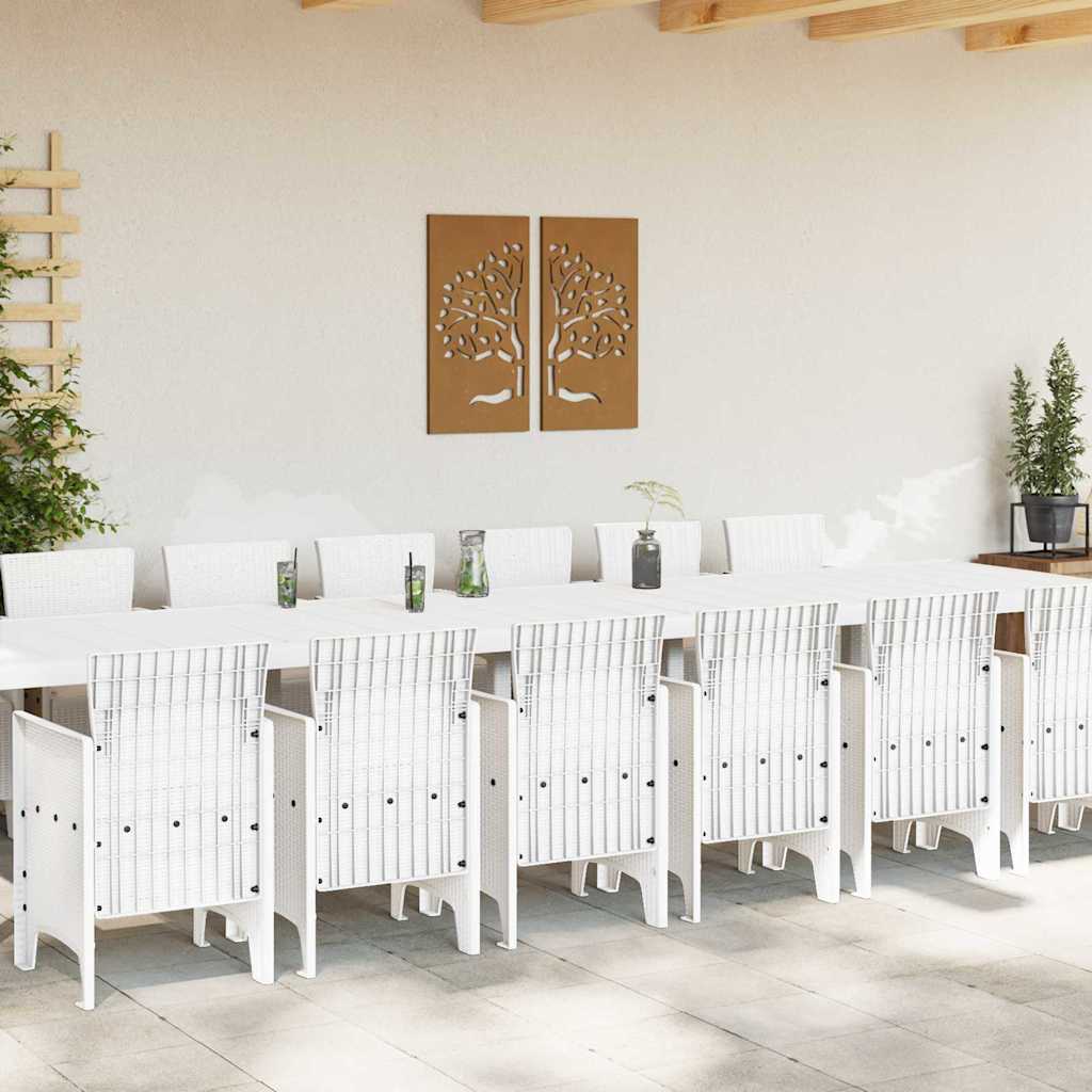 Set da Pranzo per Giardino 15 pcs Bianco Rattan Polt - homemem39