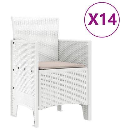 Set da Pranzo per Giardino 15 pcs Bianco Rattan Polt - homemem39