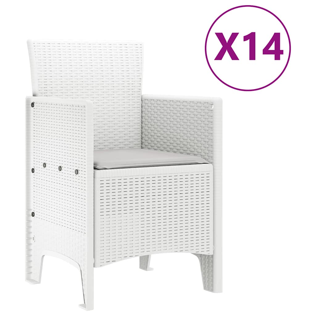 Set da Pranzo per Giardino 15 pcs Bianco Rattan Polt - homemem39