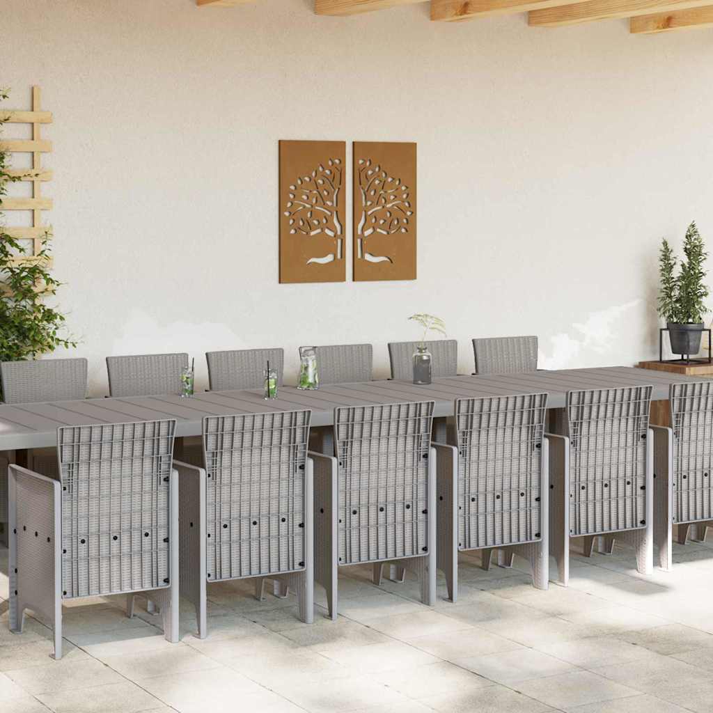 Set da Pranzo per Giardino 15 pcs Grigio chiaro Rattan Polt - homemem39