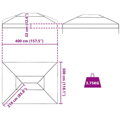 Sostituzione Copertura Gazebo Trasparente 400 x 300 x 32 cm PVC | homemem39