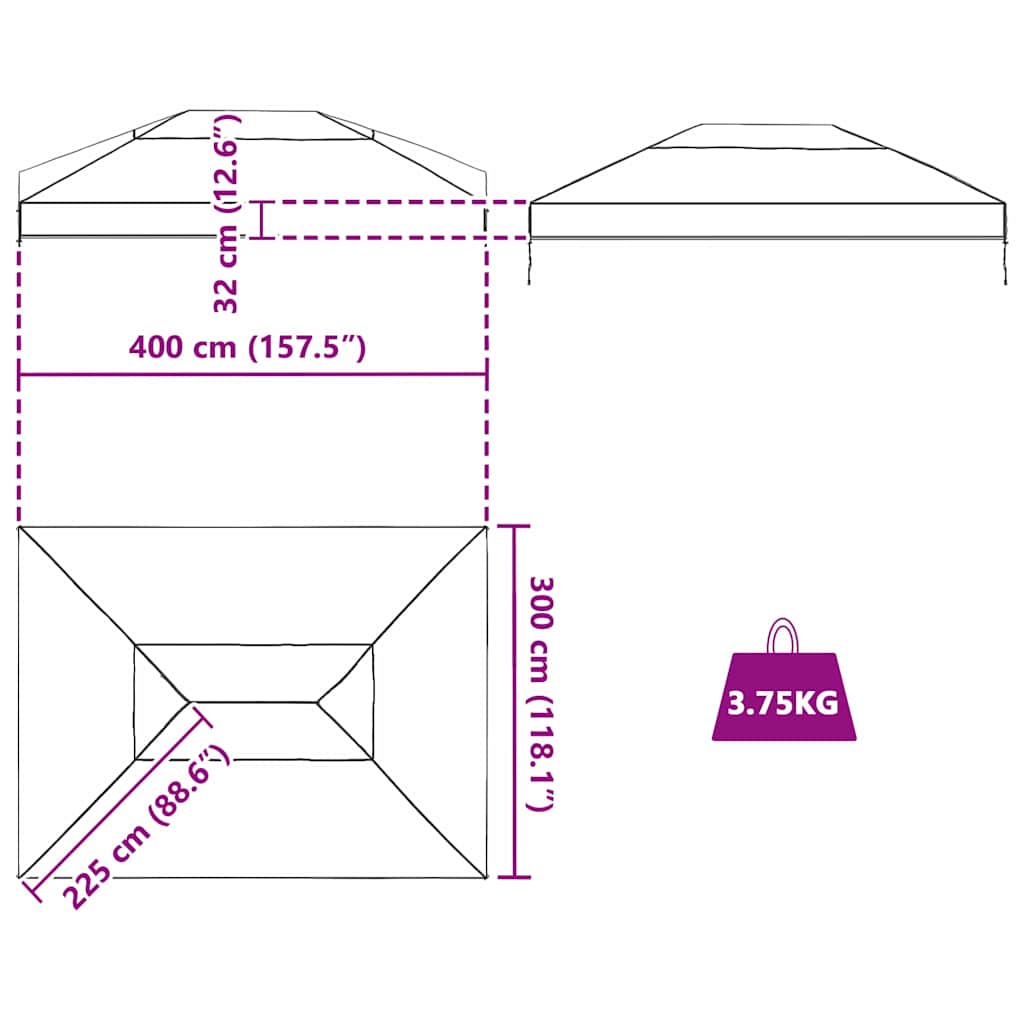 Sostituzione Copertura Gazebo Trasparente 400 x 300 x 32 cm PVC | homemem39