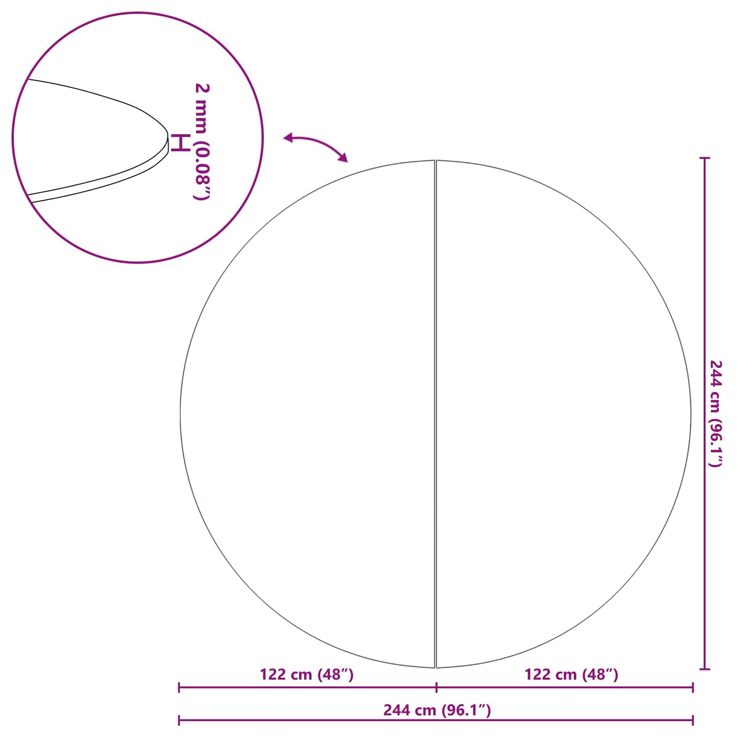 Telo per Fondo Piscina Nero Ø 244 cm Tessuto Non Tessuto | homemem39