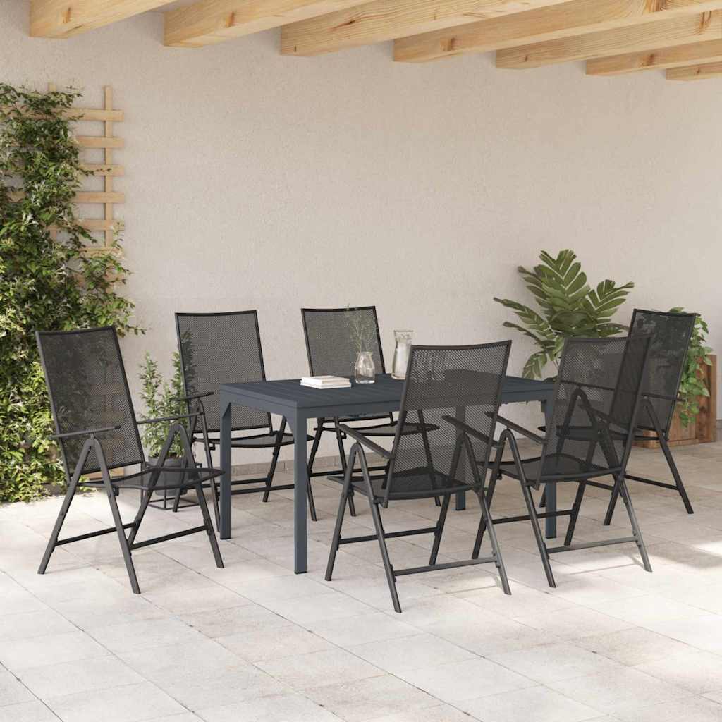 Set da Pranzo per Giardino 7 pcs Antracite Acciaio - homemem39