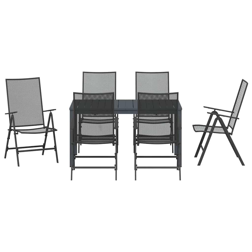 Set da Pranzo per Giardino 7 pcs Antracite Acciaio - homemem39