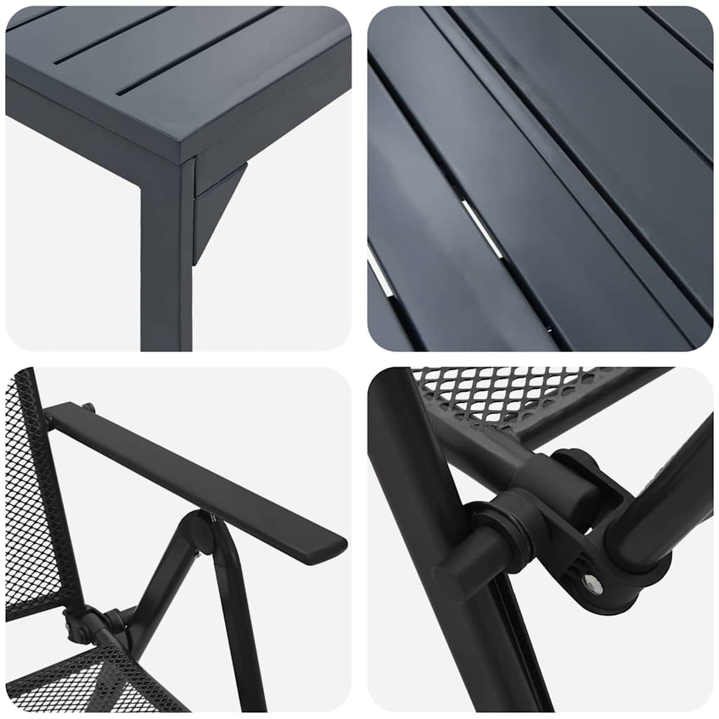 Set da Pranzo per Giardino 9 pcs Antracite Acciaio - homemem39