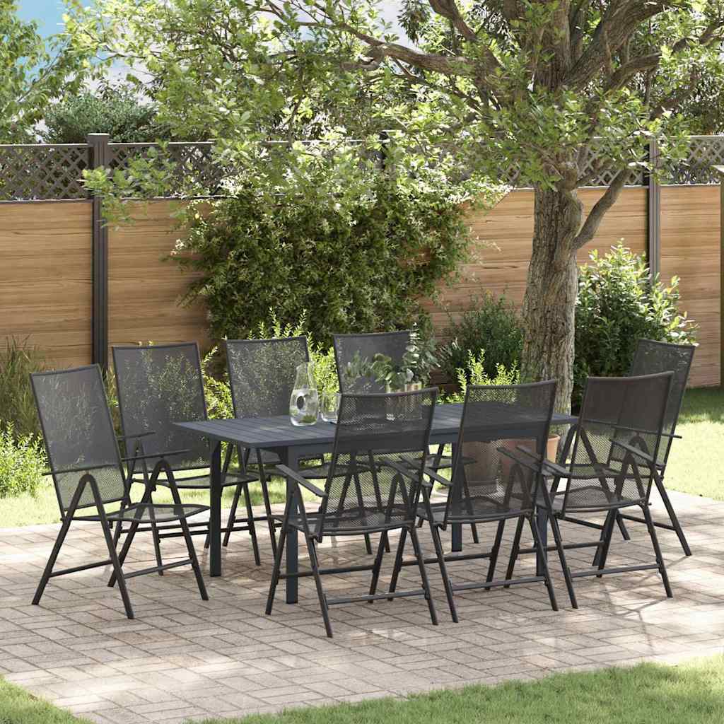 Set da Pranzo per Giardino 9 pcs Antracite Acciaio - homemem39