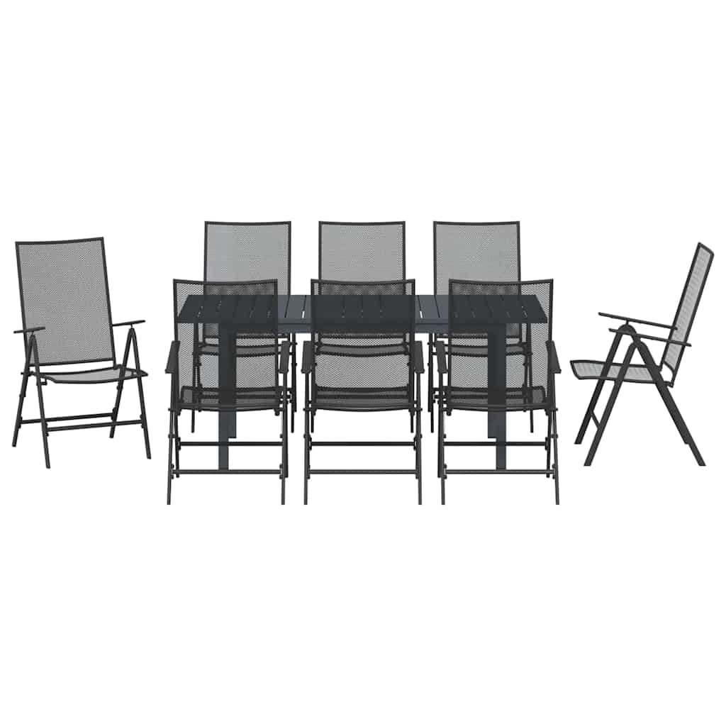 Set da Pranzo per Giardino 9 pcs Antracite Acciaio - homemem39