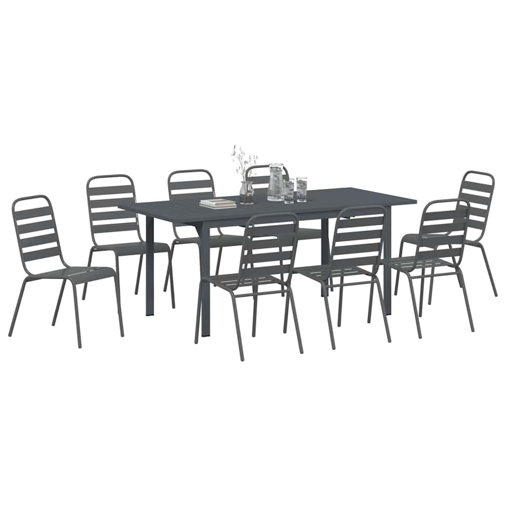 Set da Pranzo per Giardino 9 pcs Antracite
