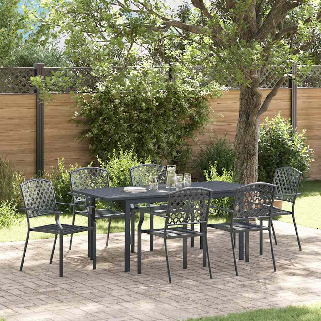 Set da Pranzo per Giardino 7 pcs Antracite Acciaio - homemem39