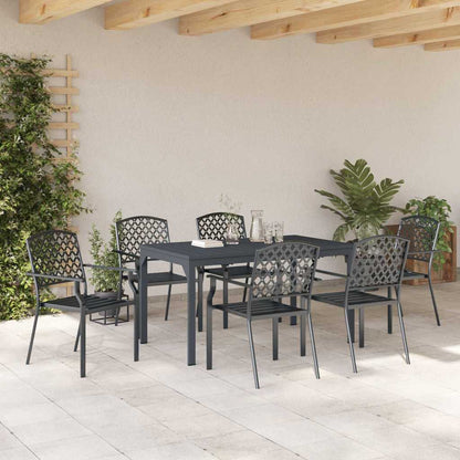 Set da Pranzo per Giardino 7 pcs Antracite Acciaio - homemem39