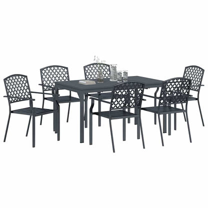 Set da Pranzo per Giardino 7 pcs Antracite Acciaio - homemem39