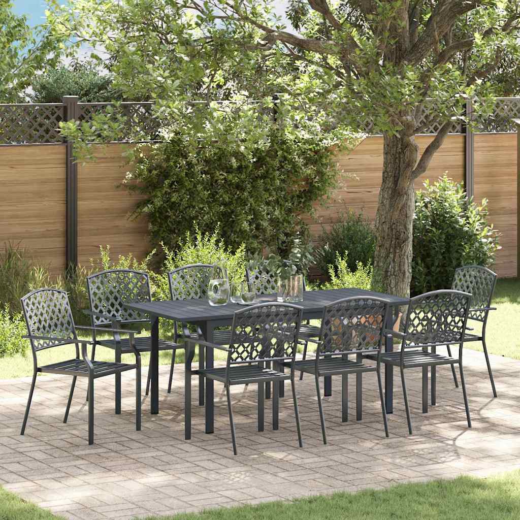 Set da Pranzo per Giardino 9 pcs Antracite Acciaio - homemem39