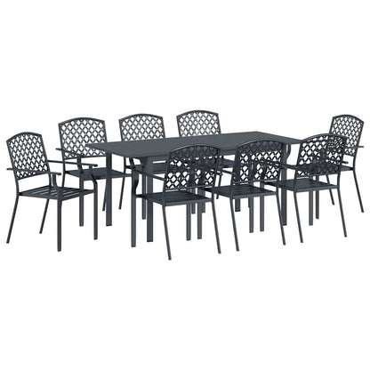 Set da Pranzo per Giardino 9 pcs Antracite Acciaio - homemem39