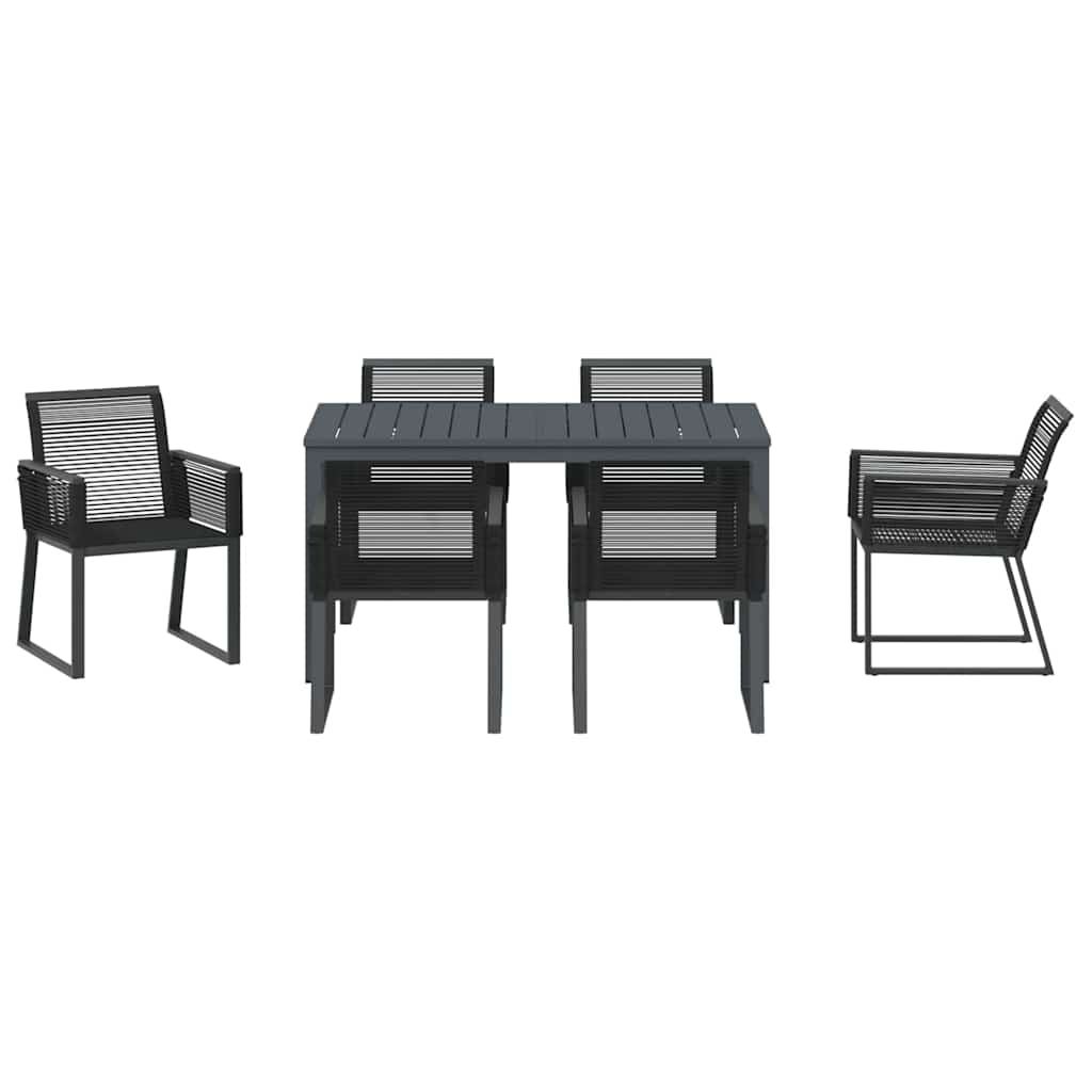 Set da Pranzo per Giardino 7 pcs Nero - homemem39