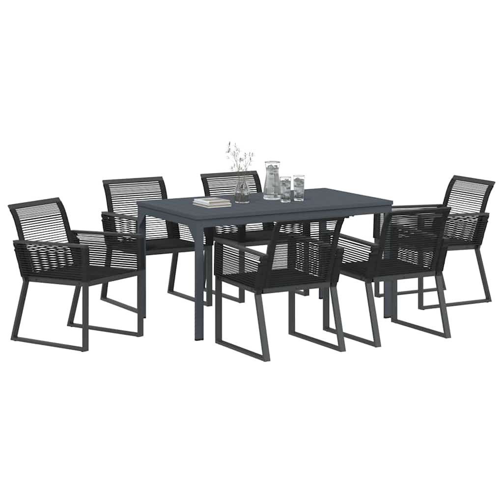 Set da Pranzo per Giardino 7 pcs Nero - homemem39