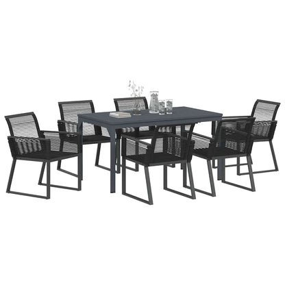 Set da Pranzo per Giardino 7 pcs Nero - homemem39
