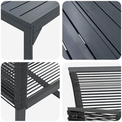 Set da Pranzo per Giardino 9 pcs Nero - homemem39