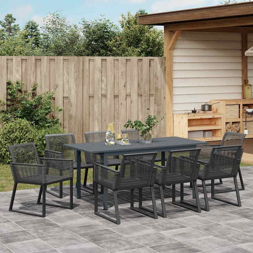 Set da Pranzo per Giardino 9 pcs Nero - homemem39