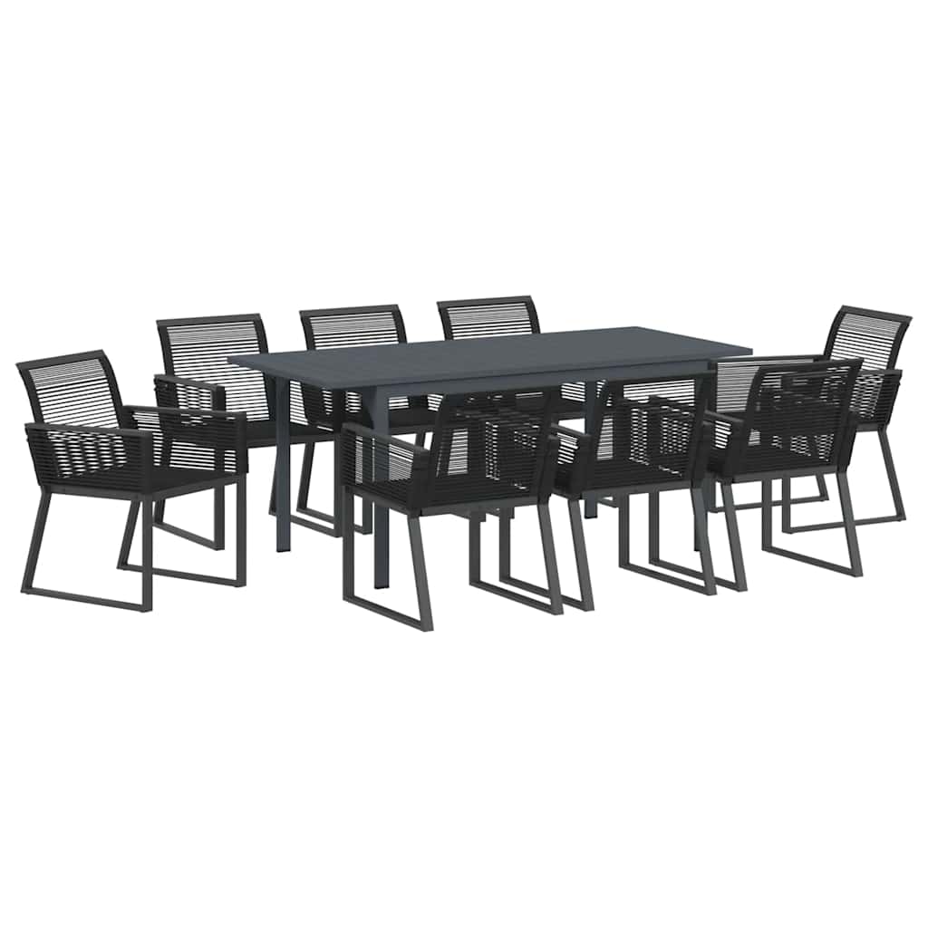 Set da Pranzo per Giardino 9 pcs Nero - homemem39