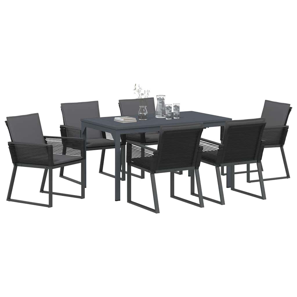 Set da Pranzo per Giardino 7 pcs Antracite polyrattan | homemem39