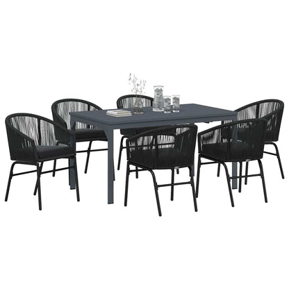 Set da Pranzo per Giardino 7 pcs Nero Poly Rattan - homemem39
