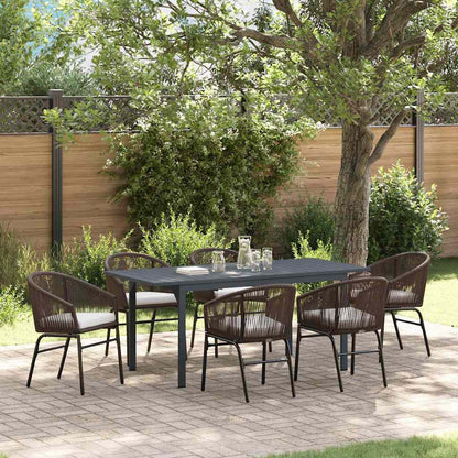 Set da Pranzo per Giardino 7 pcs Marrone Poly Rattan - homemem39