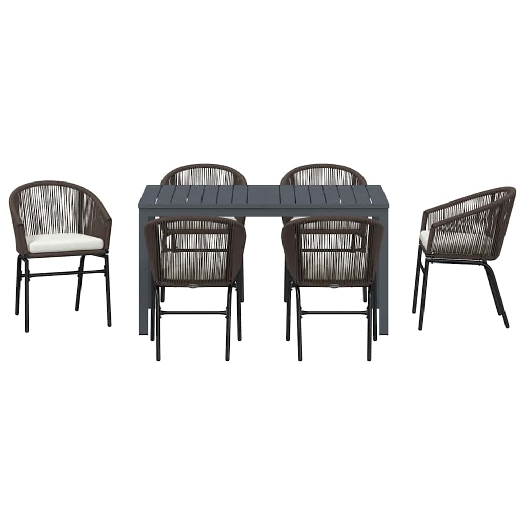 Set da Pranzo per Giardino 7 pcs Marrone Poly Rattan - homemem39