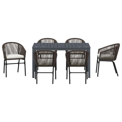 Set da Pranzo per Giardino 7 pcs Marrone Poly Rattan - homemem39
