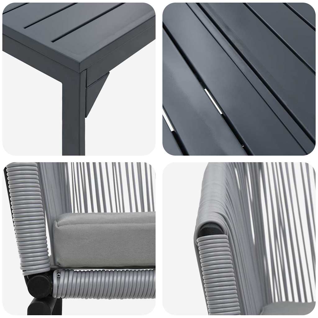 Set da Pranzo per Giardino 7 pcs Grigio Poly Rattan - homemem39