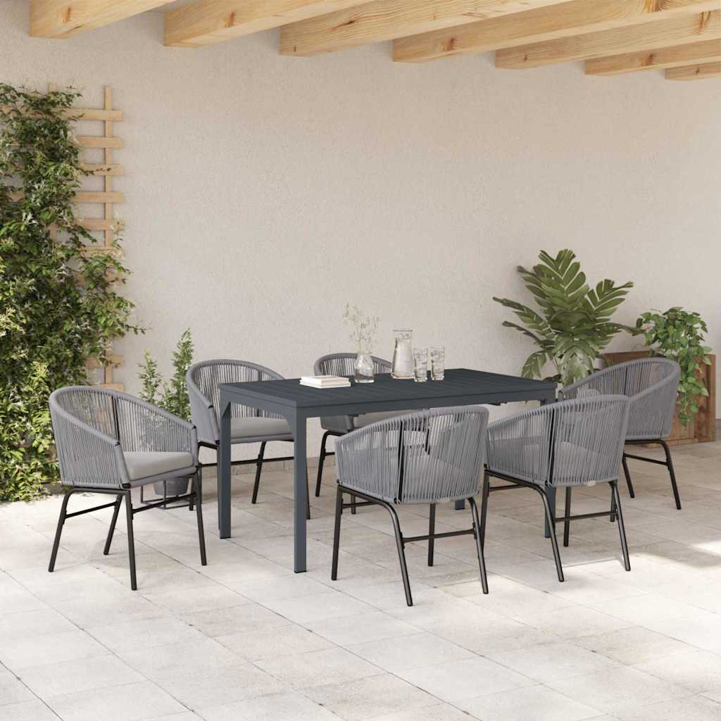 Set da Pranzo per Giardino 7 pcs Grigio Poly Rattan - homemem39