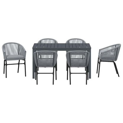 Set da Pranzo per Giardino 7 pcs Grigio Poly Rattan - homemem39