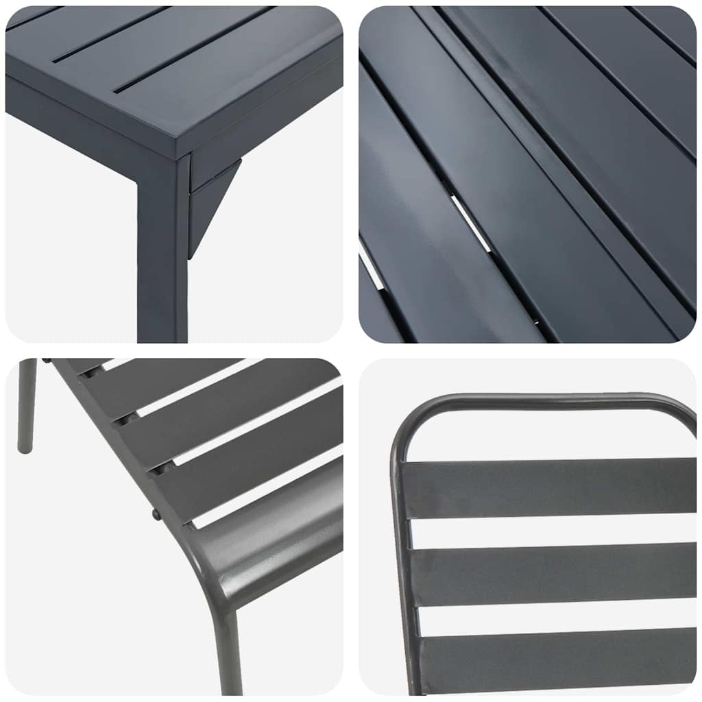 Set da Pranzo per Giardino 9 pcs Antracite Acciaio - homemem39