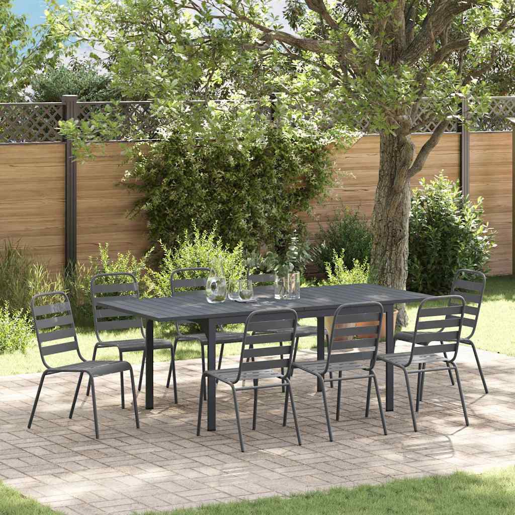 Set da Pranzo per Giardino 9 pcs Antracite Acciaio - homemem39