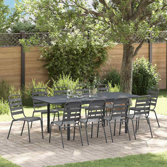 Set da Pranzo per Giardino 11 pcs Antracite Acciaio - homemem39