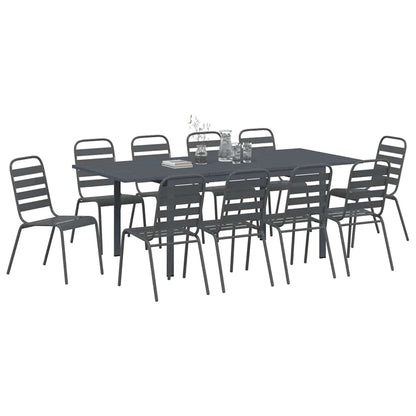 Set da Pranzo per Giardino 11 pcs Antracite Acciaio - homemem39