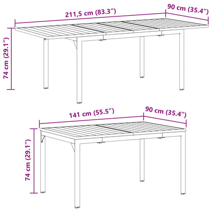 Set da Pranzo per Giardino 11 pcs Antracite