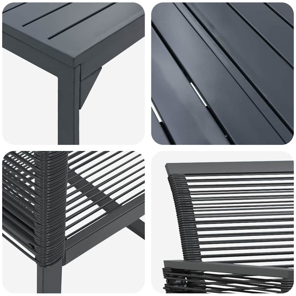 Set da Pranzo per Giardino 9 pcs Nero Poly Rattan - homemem39