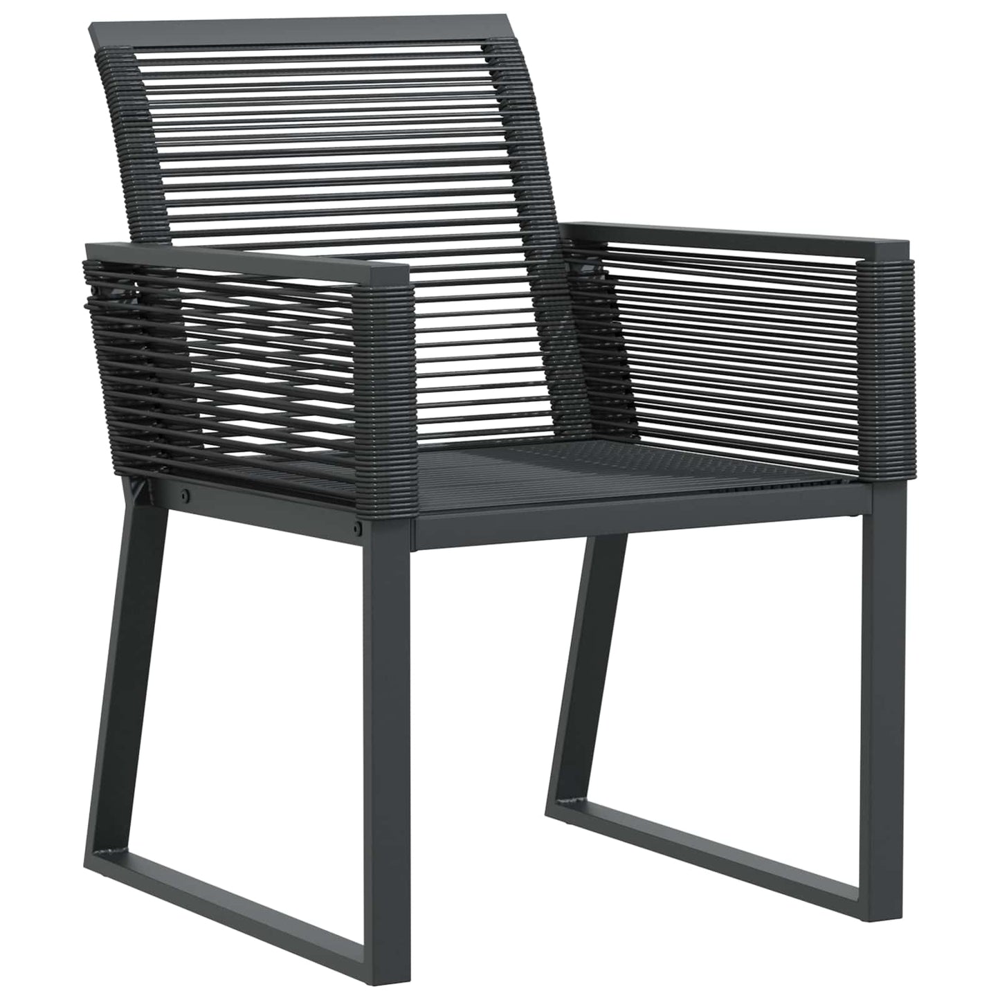 Set da Pranzo per Giardino 9 pcs Nero polyrattan