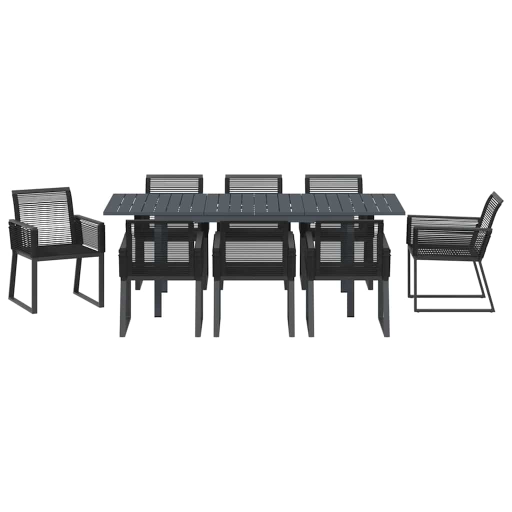 Set da Pranzo per Giardino 9 pcs Nero Poly Rattan - homemem39