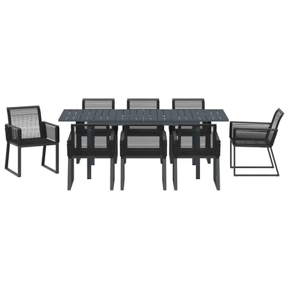 Set da Pranzo per Giardino 9 pcs Nero Poly Rattan - homemem39