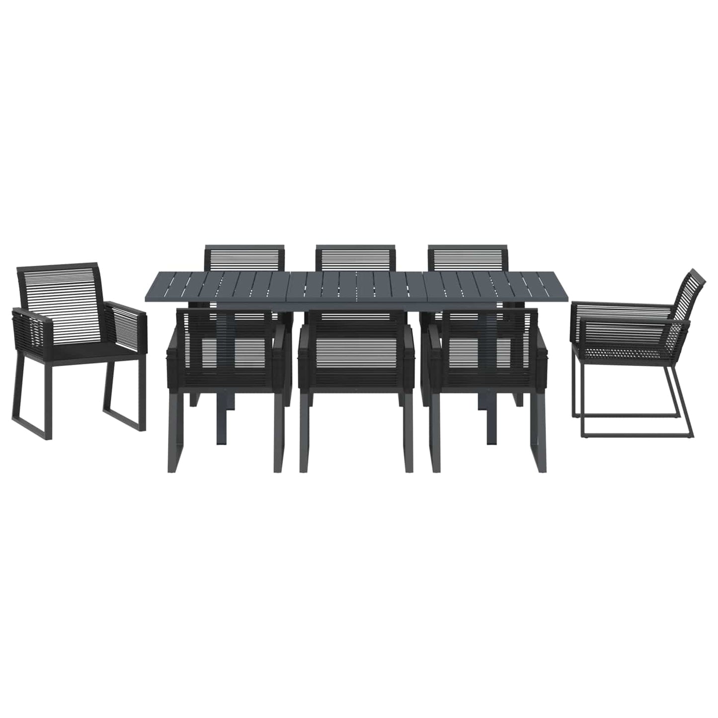 Set da Pranzo per Giardino 9 pcs Nero polyrattan | homemem39