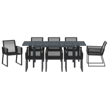 Set da Pranzo per Giardino 9 pcs Nero polyrattan | homemem39