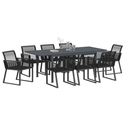 Set da Pranzo per Giardino 9 pcs Nero Poly Rattan - homemem39